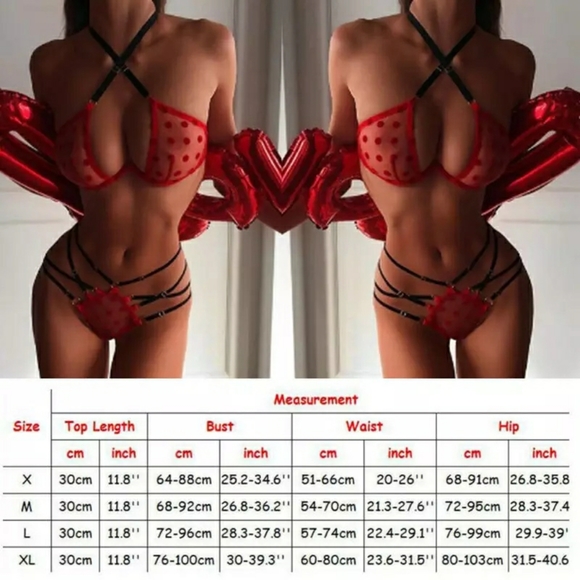 Fiesty and Bright Red lingerie set - Picture 3 of 3